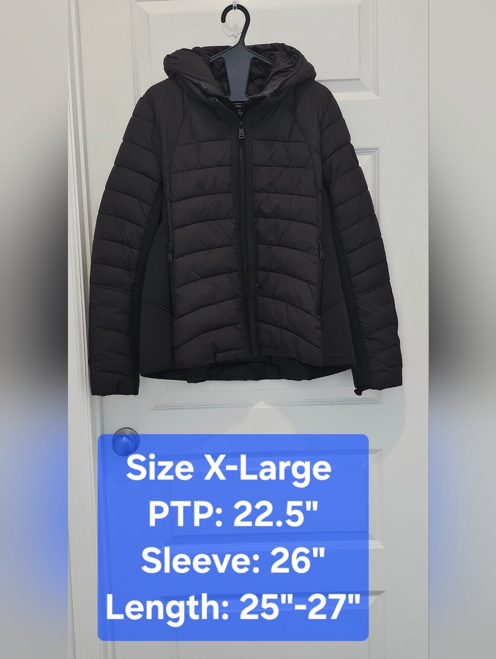 Bernardo Neoprene Combo Quilted Packable Puffer Jacket Black XL EUC
